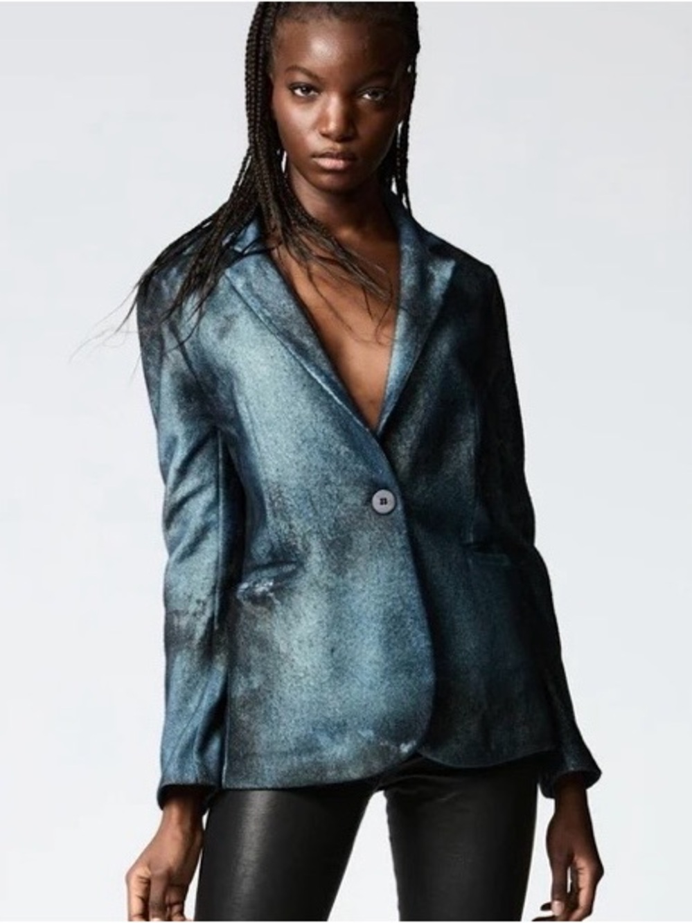 Avant Toi Teal and Black Velvet Blazer 
Sz S
